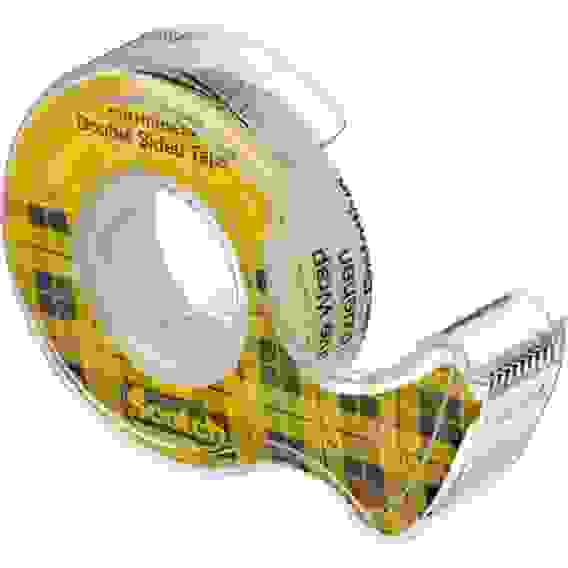 Клейкая лента канцелярская Scotch прозрачная двухсторонняя 12 мм x 6.3 м (с диспенсером)