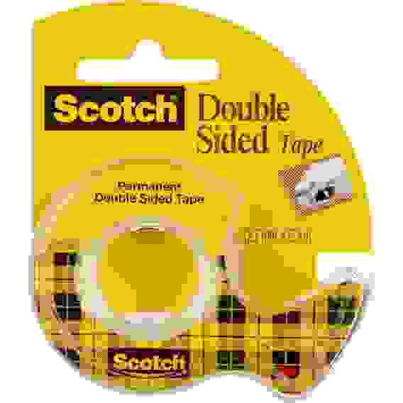 Клейкая лента канцелярская Scotch прозрачная двухсторонняя 12 мм x 6.3 м (с диспенсером)