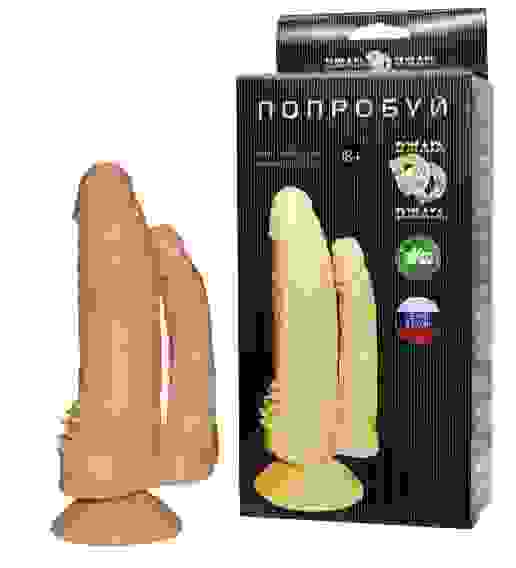 Двойной фаллоимитатор-реалистик №11 с присоской - 15,5 см.