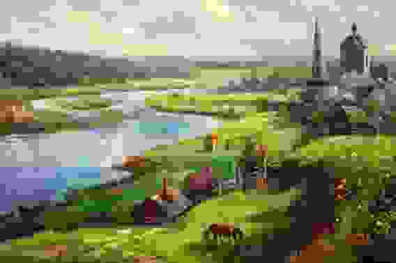 Картина маслом &quot;Деревенский пейзаж&quot;