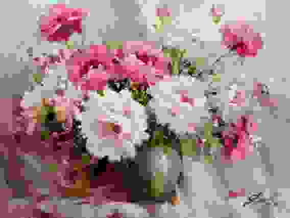 Картина маслом &quot;Букет с пионами&quot;