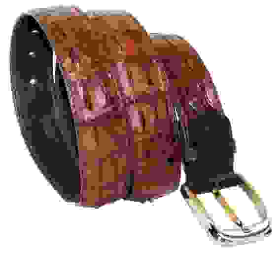 Коричневый ремень из кожи крокодила (спина)