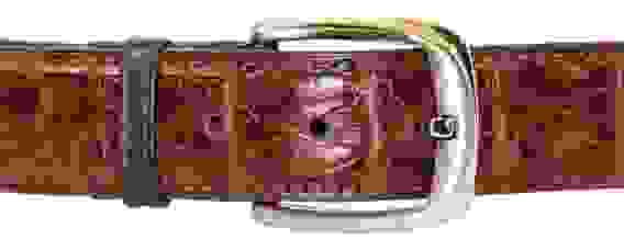 Коричневый ремень из кожи крокодила (спина)